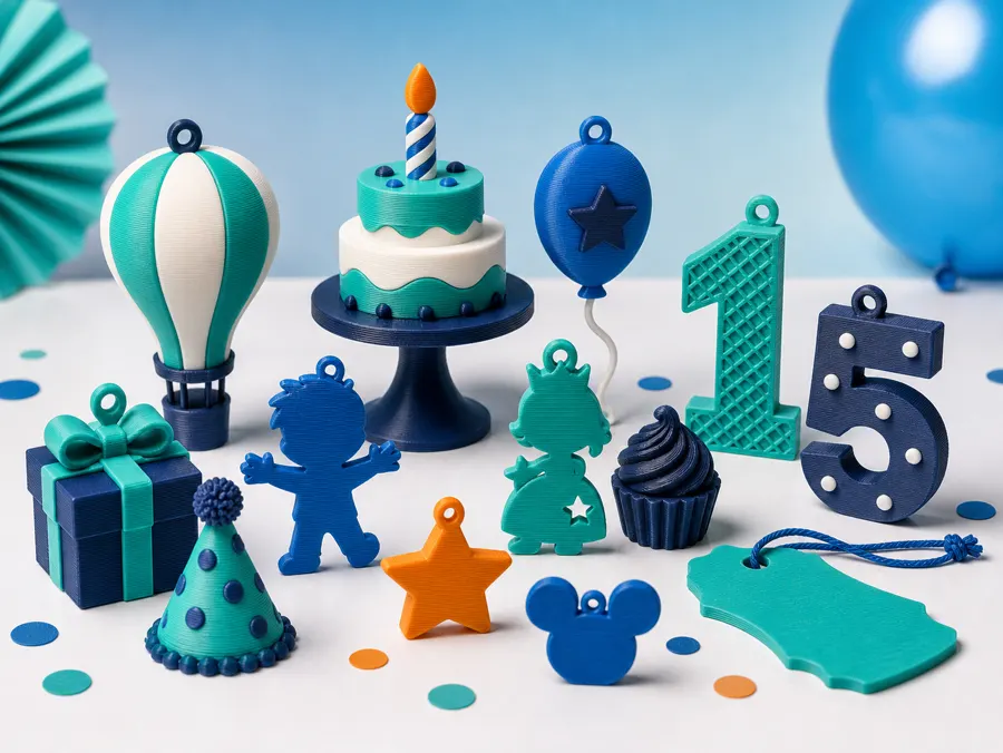 Lembrancinhas para aniversário e topos de bolo impressos em 3D