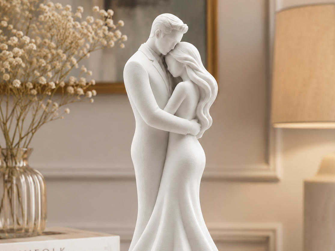 Escultura Romântica Casal Apaixonado