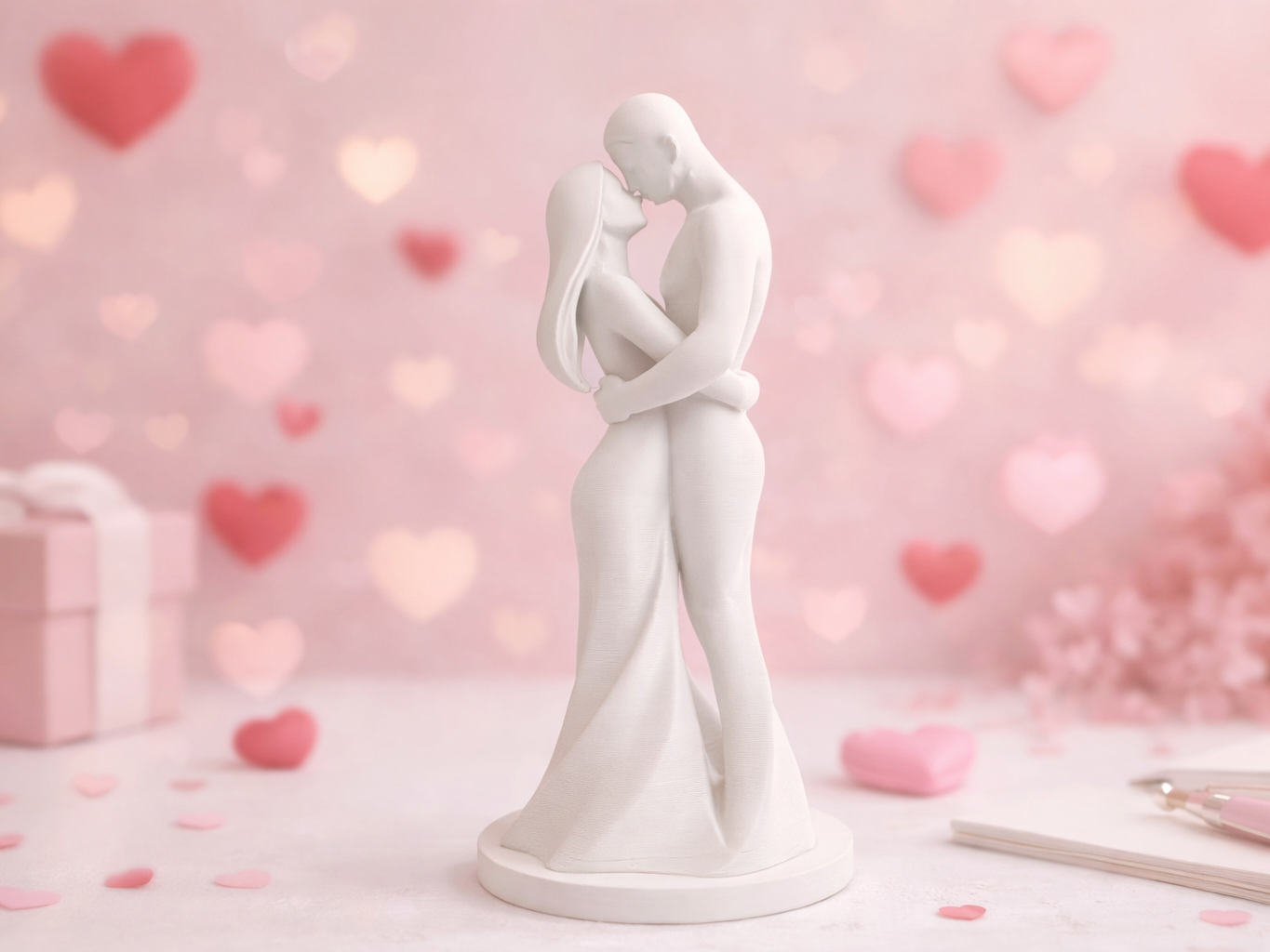 Escultura de Casal "O Amor é Lindo"